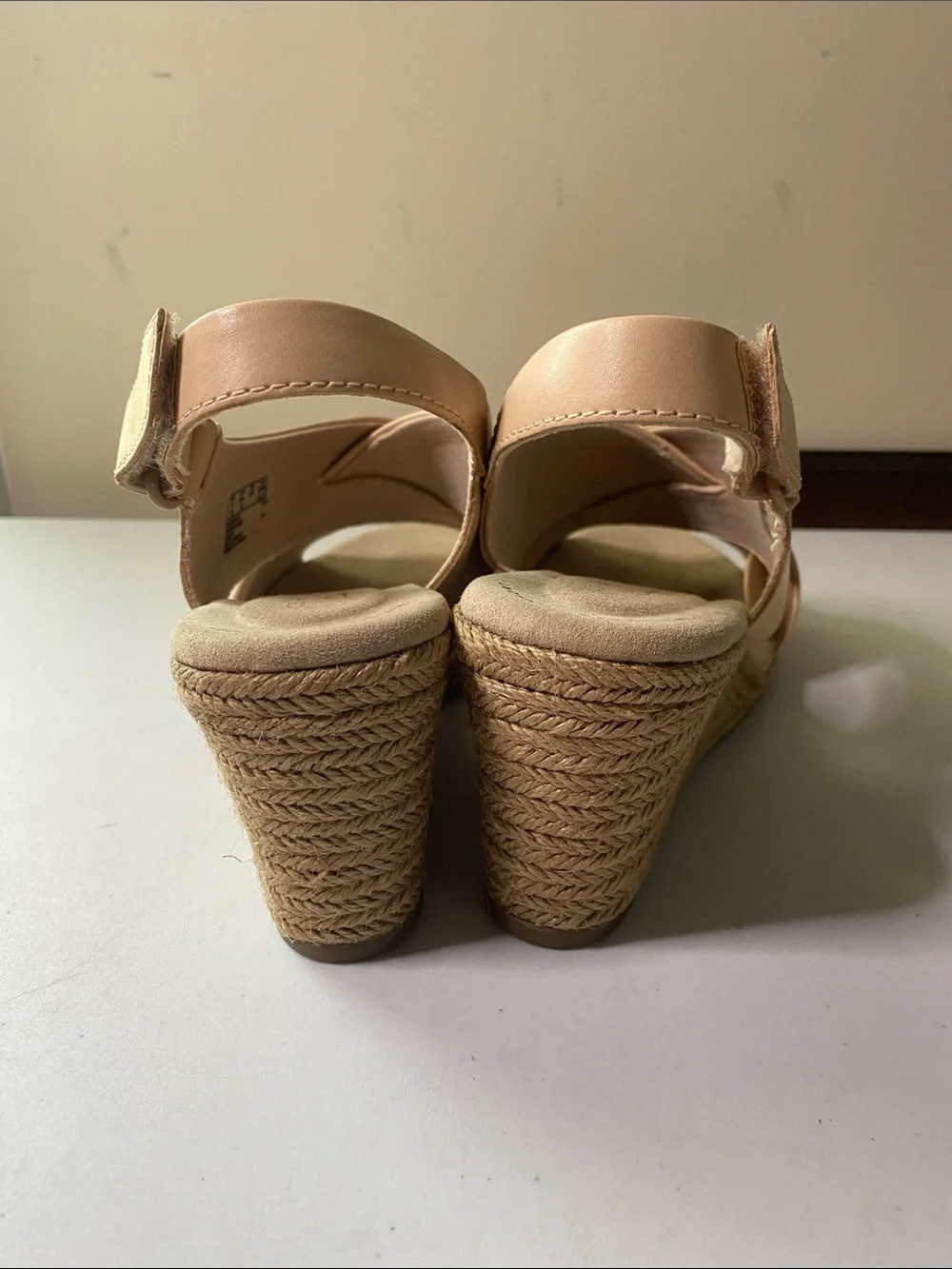 Clarks Beige Crossover Slingback Wedge Sandals